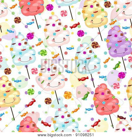 Baby Gift Seamless Background Of Cotton Candy, Candy And Colorfu