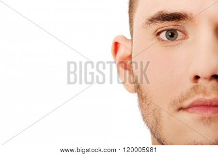 Half face close up portrait