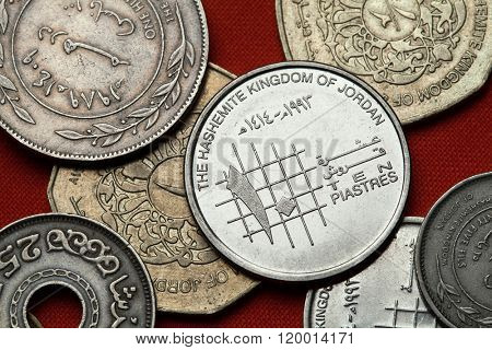 Coins of Jordan. Jordanian 10 piastres (qirsh) coin. 