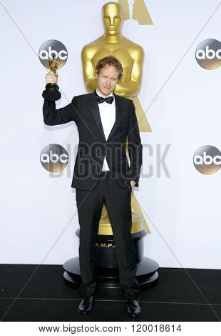 Laszlo Nemes at the 88th Annual Academy Awards - Press Room held at the Loews Hollywood Hotel in Hollywood, USA on February 28, 2016.