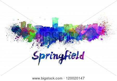 Springfield MO skyline in watercolor