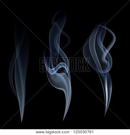 Steam collection. Hot vapor. Cigarette smoke. Vector illustration.