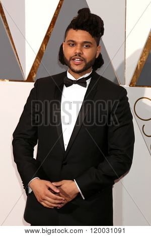 LOS ANGELES - FEB 28:  The Weeknd at the 88th Annual Academy Awards - Arrivals at the Dolby Theater on February 28, 2016 in Los Angeles, CA