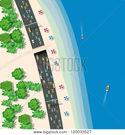 Top View Urban Road Transport