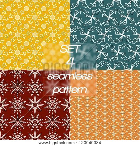 Set of four linear simple seamless pattern.