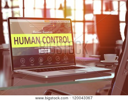 Human Control Concept on Laptop Screen.