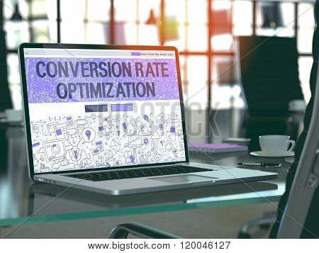 Conversion Rate Optimization Concept on Laptop Screen.