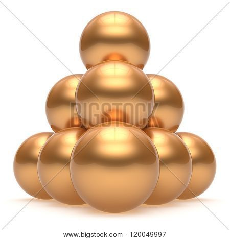 Pyramid sphere ball hierarchy corporation top order leadership element teamwork stable group business concept gold golden yellow shiny sparkling