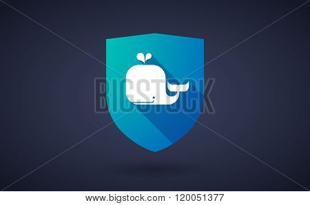 Long Shadow Shield Icon With  A Whale