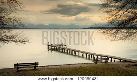 An image of a nice wooden jetty at Starnberg lake