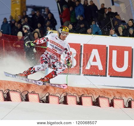 Marcel Hirscher Skiing At A Slalom Event