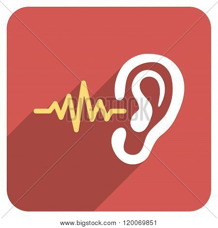 Listen Flat Rounded Square Icon with Long Shadow