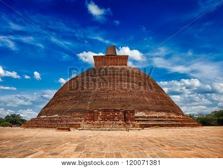 Jetavaranama dagoba Buddhist stupa in ancient city Anuradhapura, Sri Lanka