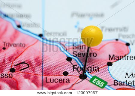 Foggia pinned on a map of Italy