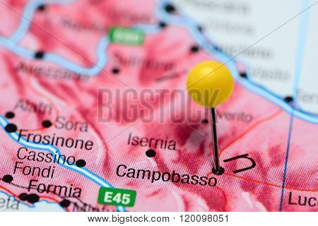 Campobasso pinned on a map of Italy