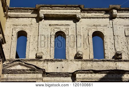 Detail Of Ancient Porta Borsari Gate In The Center Of Verona (1St Century)