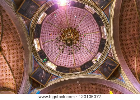 SAN MIGUEL DE ALLENDE, MEXICO - DECEMBER 27, 2014 Basilica Dome Templo Del Oratorio De San Felipe Neri Church Facade San Miguel de Allende Mexico. Built in 1700s named for San Felipe Neri from Florence who founded Oratorio Catholic Order