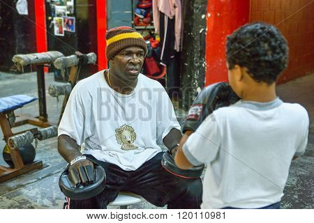 New York, U.S.A. - October 7, 2010: Brooklyn, people and athlete train in the Gleason Gym