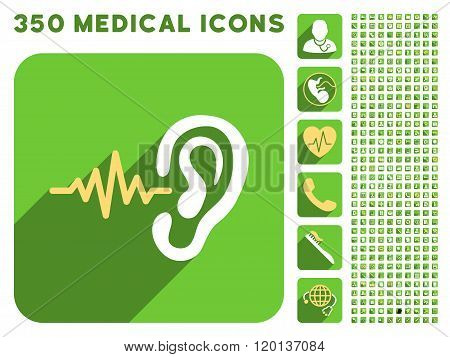 Listen Icon and Medical Longshadow Icon Set