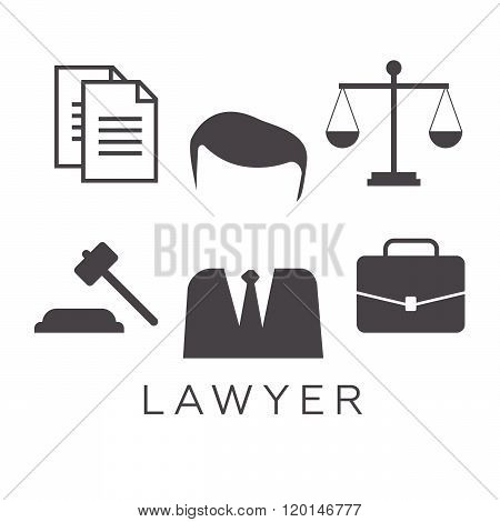 Lawyer concept. Lawyer icons in flat style. Lawyer sign and symbol vector. Lawyer set illustration