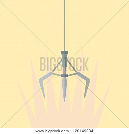 Robotic Claw In Flat Style