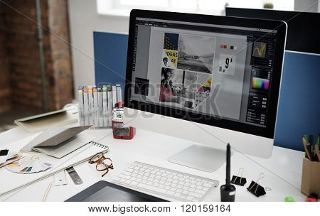 Design Studio Creativity Ideas Wood Palette Decoration Concept