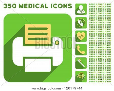 Print Icon and Medical Longshadow Icon Set