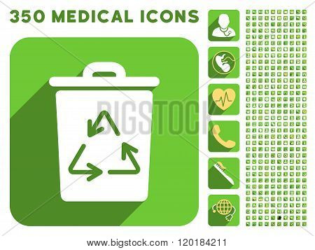 Trash Can Icon and Medical Longshadow Icon Set