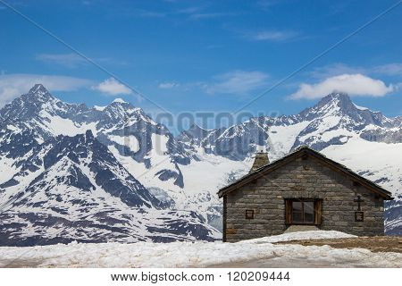 Glacier at gornergrat station, zermatt, switzerland