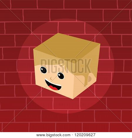 Male Isometric Block Cartoon Head
