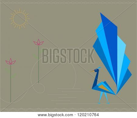Peacock Artistic Hand Drawn Vector Art