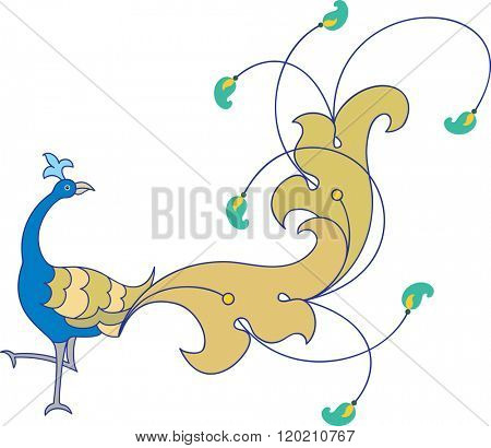 Peacock Artistic Hand Drawn Vector Art
