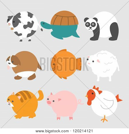 Vector Round Animals Illustration