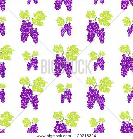 Fruit Background Seamless Pattern With Hand Drawn Skech Grape Vector Illustration