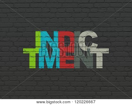 Law concept: Indictment on wall background