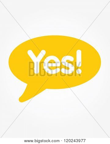 Yellow 'Yes' vector speech and communication bubble
