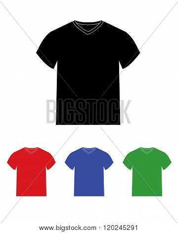 Vector v-neck t-shirt template set in various colours