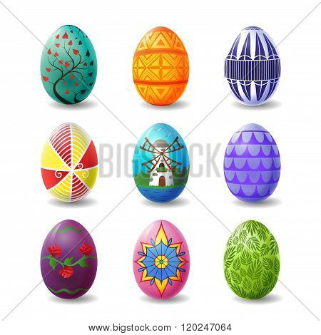 Set of colorful decorated easter eggs, EPS 10 contains transparency