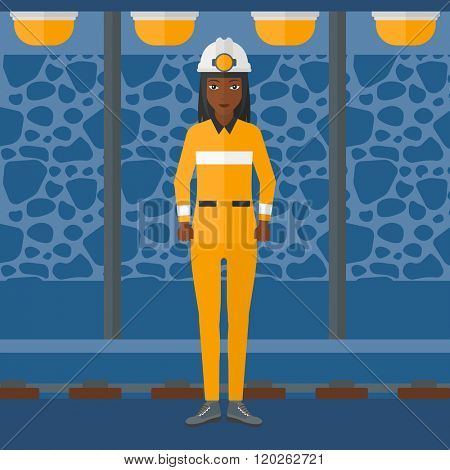Confident miner in hardhat.