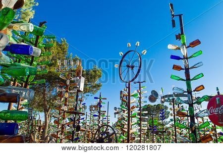Helendale, U.S.A. - May 28, 2011: California, the Bottle Tree Ranch on the Route 66.