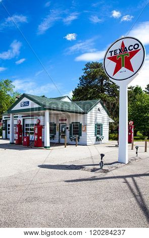 Dwight, U.S.A. - May 17, 2011: Illinois, Route 66, the old Texaco gas station.