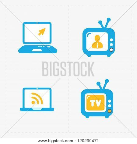 Vector Media Icons set on white background
