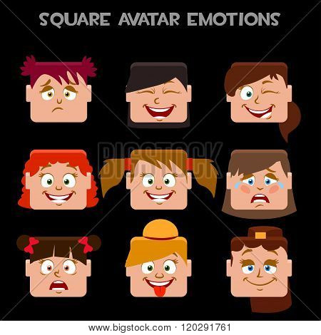 create a square avatar girl emotions
