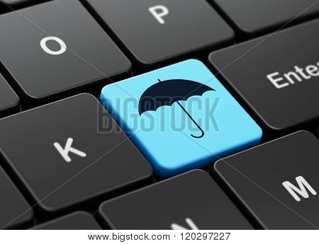 Privacy concept: Umbrella on computer keyboard background