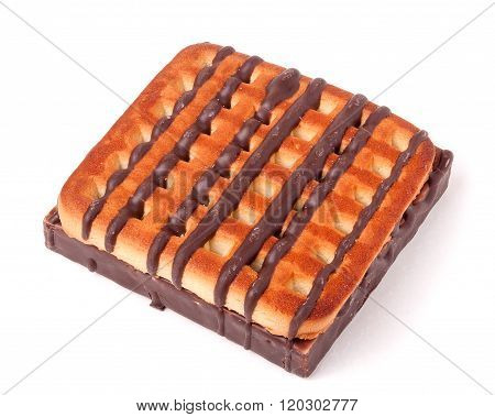 zephyr cookie with chocolate on white background