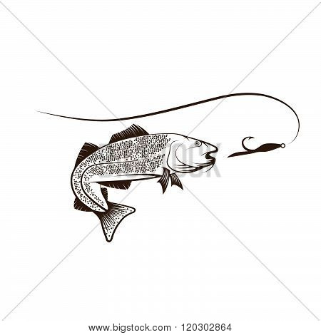 Cod Fish And Lure . Concept Of Graphic Clipart Work