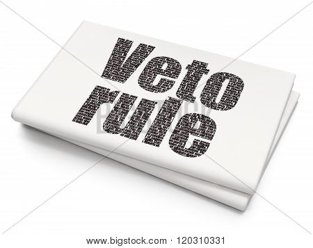 Political concept: Veto Rule on Blank Newspaper background