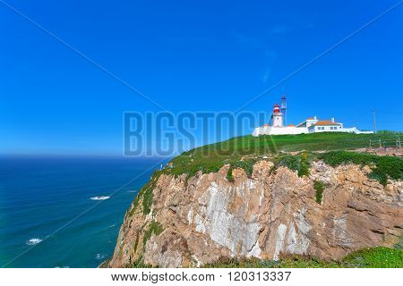 Beacon on Cabo da Roca - the most western point of Europe
