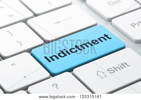 Law concept: Indictment on computer keyboard background