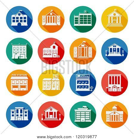 Government Buildings Flat Icons